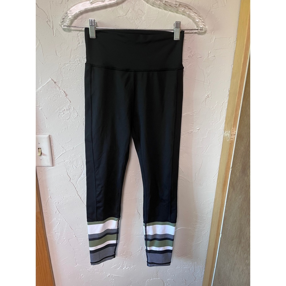 Sarahs Day x White Fox Active Leggings Black Striped High Waisted Small